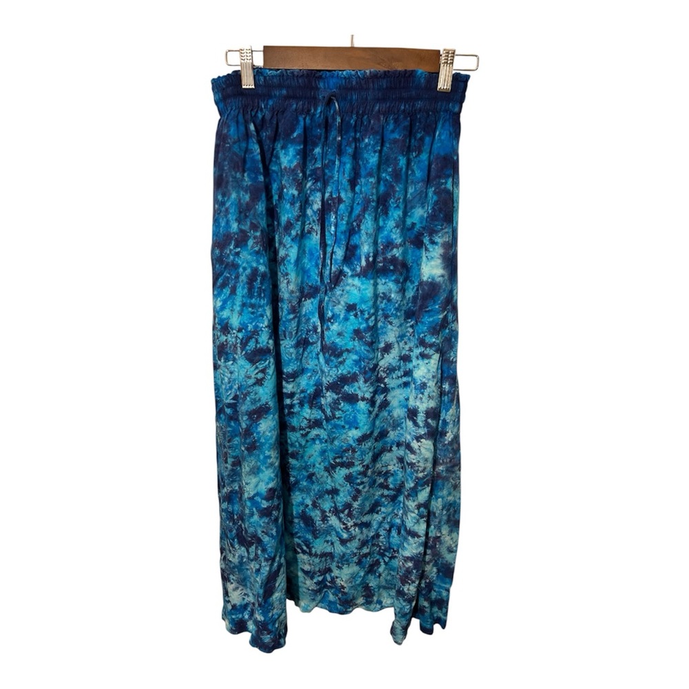 Dharma Trading Co Blue Toe Dye Rayon‎ Maxi Skirt Boho Festival Lounge S/M